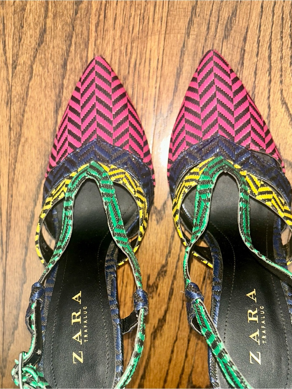 ZARA Multicolor Pointed Toe Slingback Heels - Picture 4 of 5